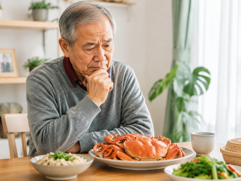有老慢支的老人,日常饮食中能不能吃螃蟹海鲜这类发物?