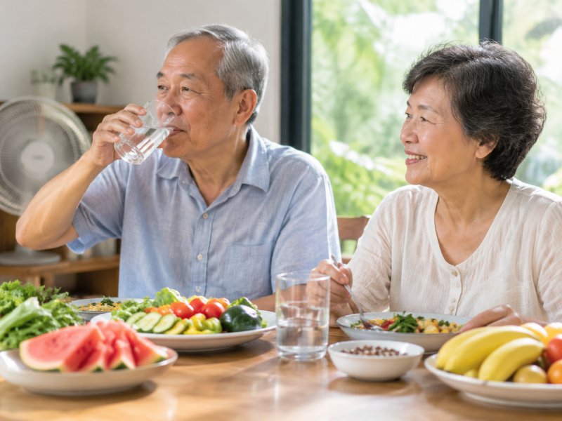 老人夏天容易出汗多伤津液，日常饮食要不要额外补盐补钾