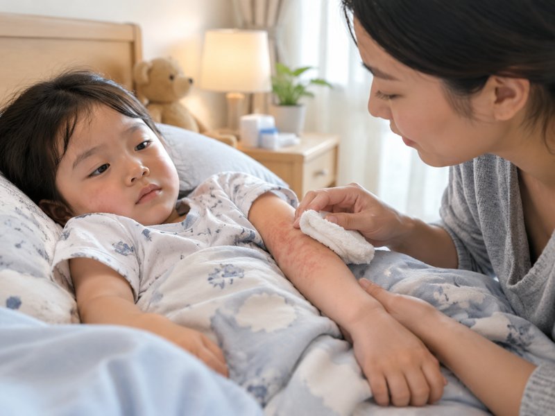 孩子起荨麻疹多久能退,晚上痒得睡不着该怎么护理