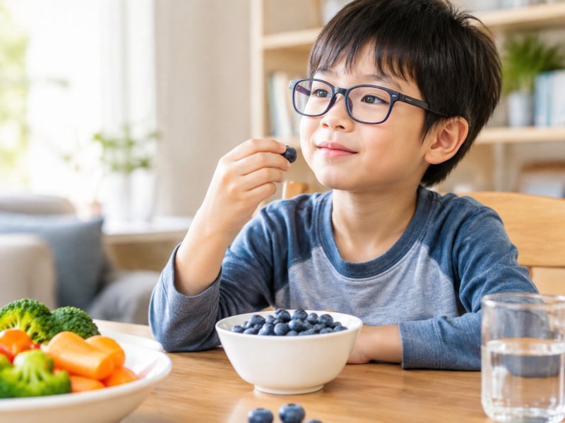孩子弱视饮食上有啥讲究?每天吃蓝莓护眼片能不能替代戴眼镜?