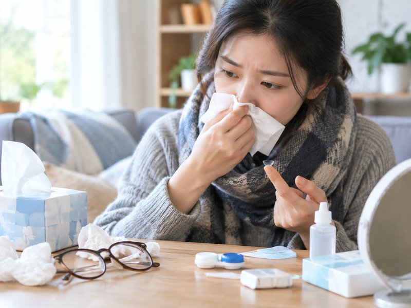 感冒了又必须戴隐形眼镜,怎么护理才能减少眼睛受伤风险