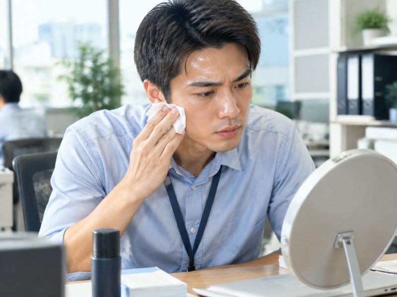 上班族男性春季下午脸油到反光怎么办?办公室内有没有快速控油办法