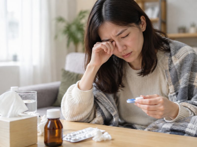 吃了感冒药后戴隐形眼镜总想揉眼，是什么原因造成的