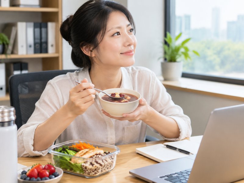 久坐办公的人把下午茶换成红豆莲子汤，要不要连喝28天？