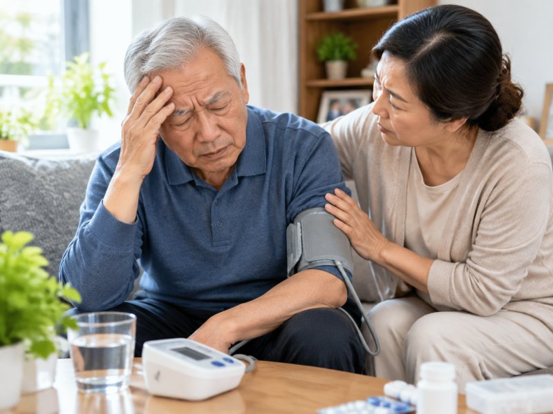 家里老人有高血压,他喊头痛时怎么判断要不要送医院?在家护理要注意什么?
