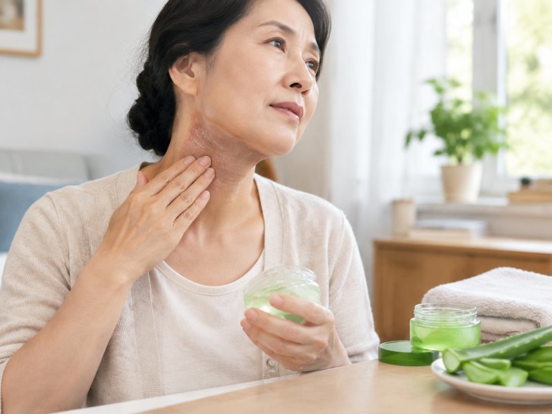 鼻咽癌放疗期间脖子皮肤发黑脱皮如何护理?能不能涂芦荟胶