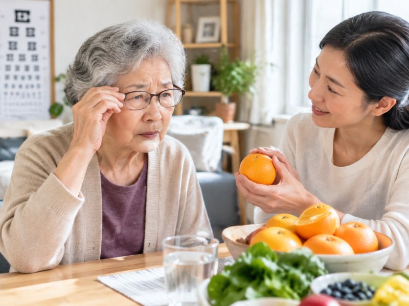 视力突然下降的老人除了查眼底,日常饮食要不要增加桔子这类水果