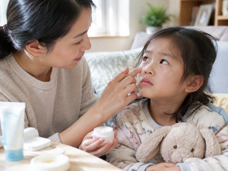 孩子冬天眼周起皮总说疼，家长要不要给涂润肤霜，涂哪种更稳妥