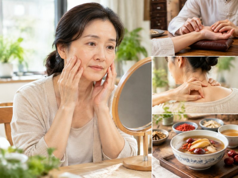 中年女性面色萎黄如何改善？中医补气血的日常按摩和汤水搭配