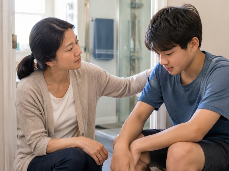 发育比同学晚的男孩子会不会自卑到躲洗澡，家长该怎么帮