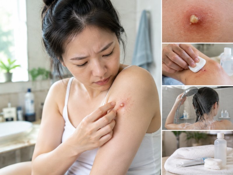毛囊炎破了流脓之后怎么处理,洗澡的时候能不能沾水,该怎么护理伤口
