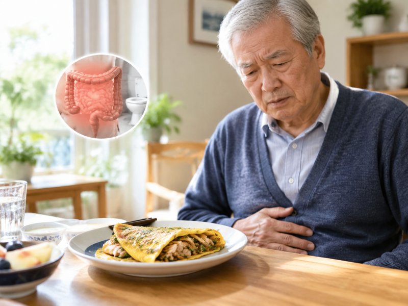 老人大便溏泻反反复复,早餐吃鸭肉蛋饼会不会加重肠胃负担?