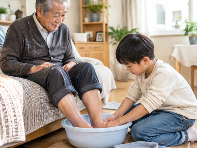 家里老人得了足癣,能不能给孩子洗脚?会不会传染给孩子?