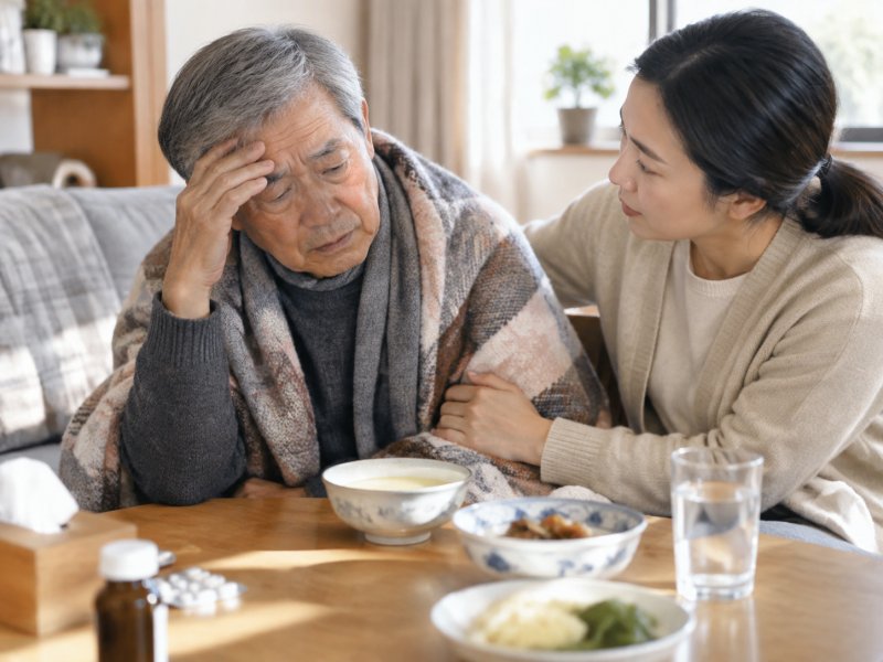 老人脾阳虚感冒后胃口差不想吃饭,要不要先治感冒还是先补脾?