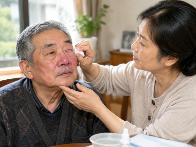 家里老人有酒渣鼻角膜炎,作为家属该怎么护理?要不要带去医院做专门检查