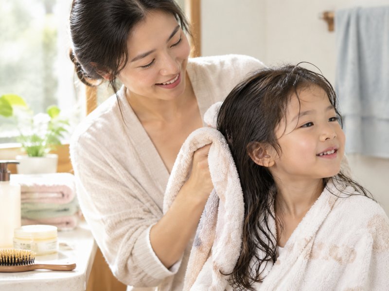 孩子秋天洗完头怎么护理才能避免头发毛躁,水温应该注意什么