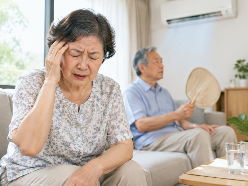 天热一晒就头痛怎么回事，中老年人能不能吹空调预防