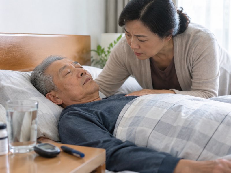 老人糖尿病夜间突发昏迷怎么办？要不要先喂糖水再送医