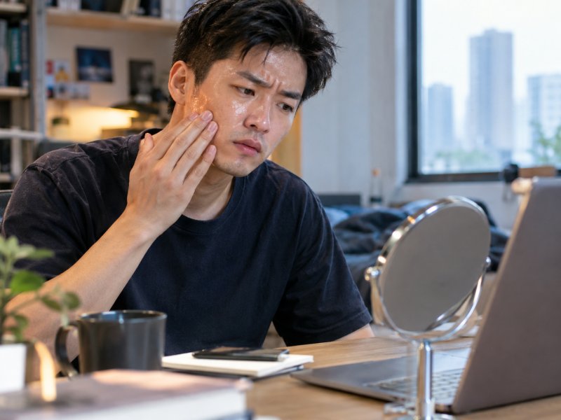 长期熬夜加班的男性,下午脸油得厉害,要不要从饮食上调整试试?