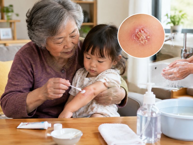 老人带娃遇到脓疱疮,如何正确涂药和洗手才能防传染?