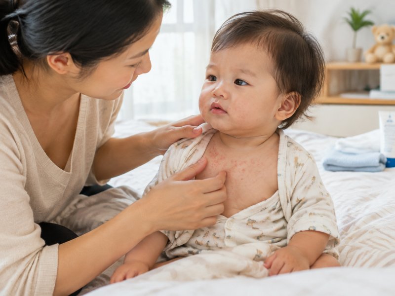 宝宝因为穿太多捂出热疹该怎么办?记住这几步护理方法