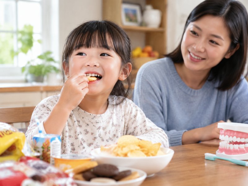 孩子零食吃不停，牙菌斑会不会更容易长？怎么预防儿童龋齿