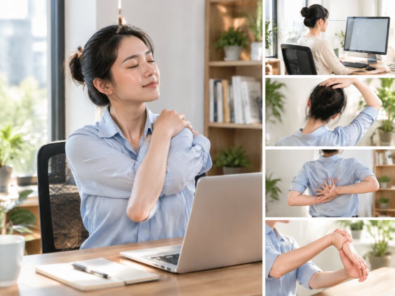 长期对电脑的人怎么提前预防肩周炎,工位操咋做