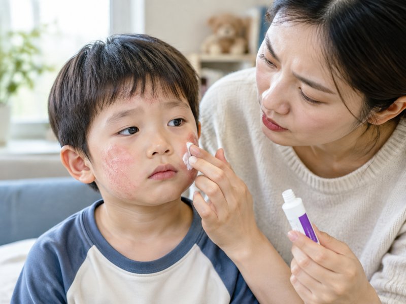 孩子脸上长牛皮癣怎么办?日常护理能不能用紫飞蓬软膏