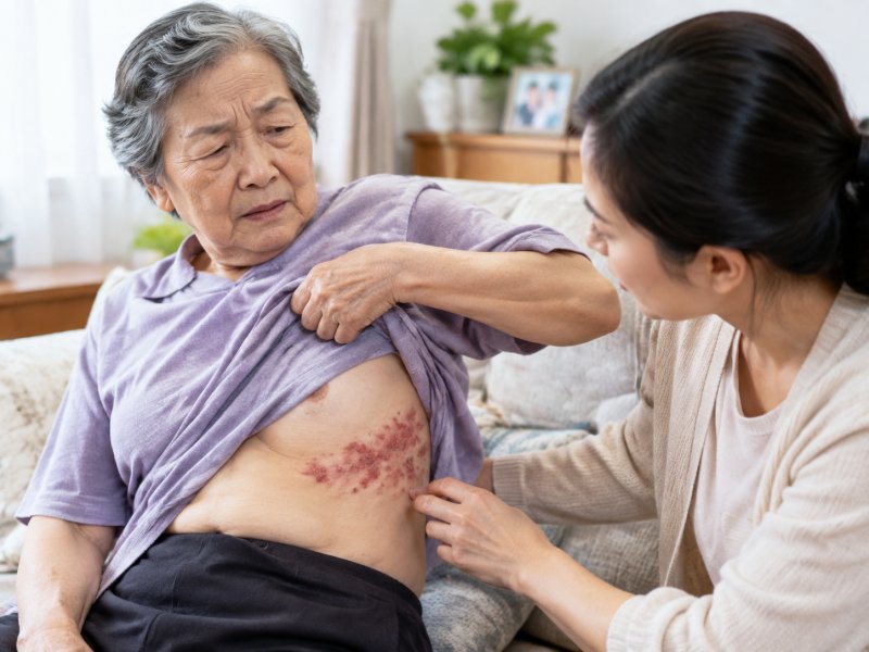家里老人突然得了带状疱疹,要不要马上送医院?在家怎么护理?