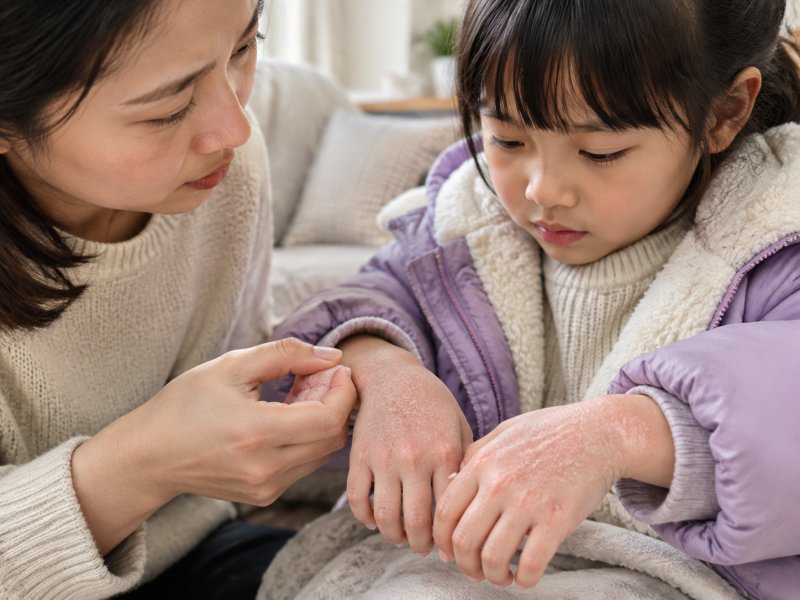 孩子冬天手背粗糙起疹子，是不是湿疹还是手部皮炎怎么区分