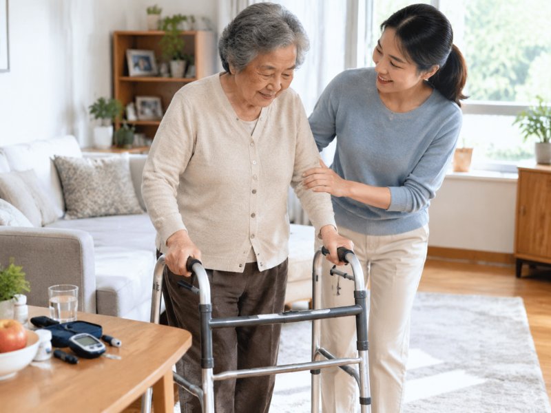 家里老人有糖尿病又查出骨质疏松,作为子女该怎么护理才不容易摔跤