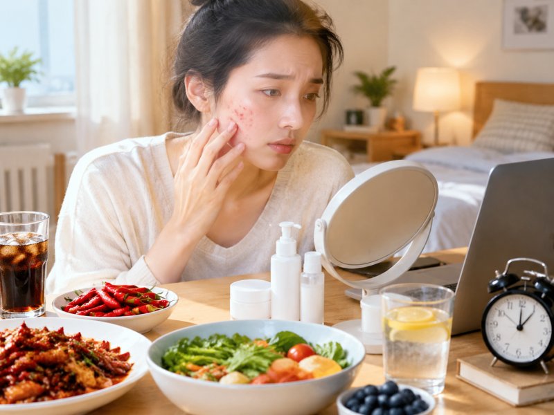 吃辣和熬夜会不会加重换护肤品后的爆痘，该怎么调整饮食？